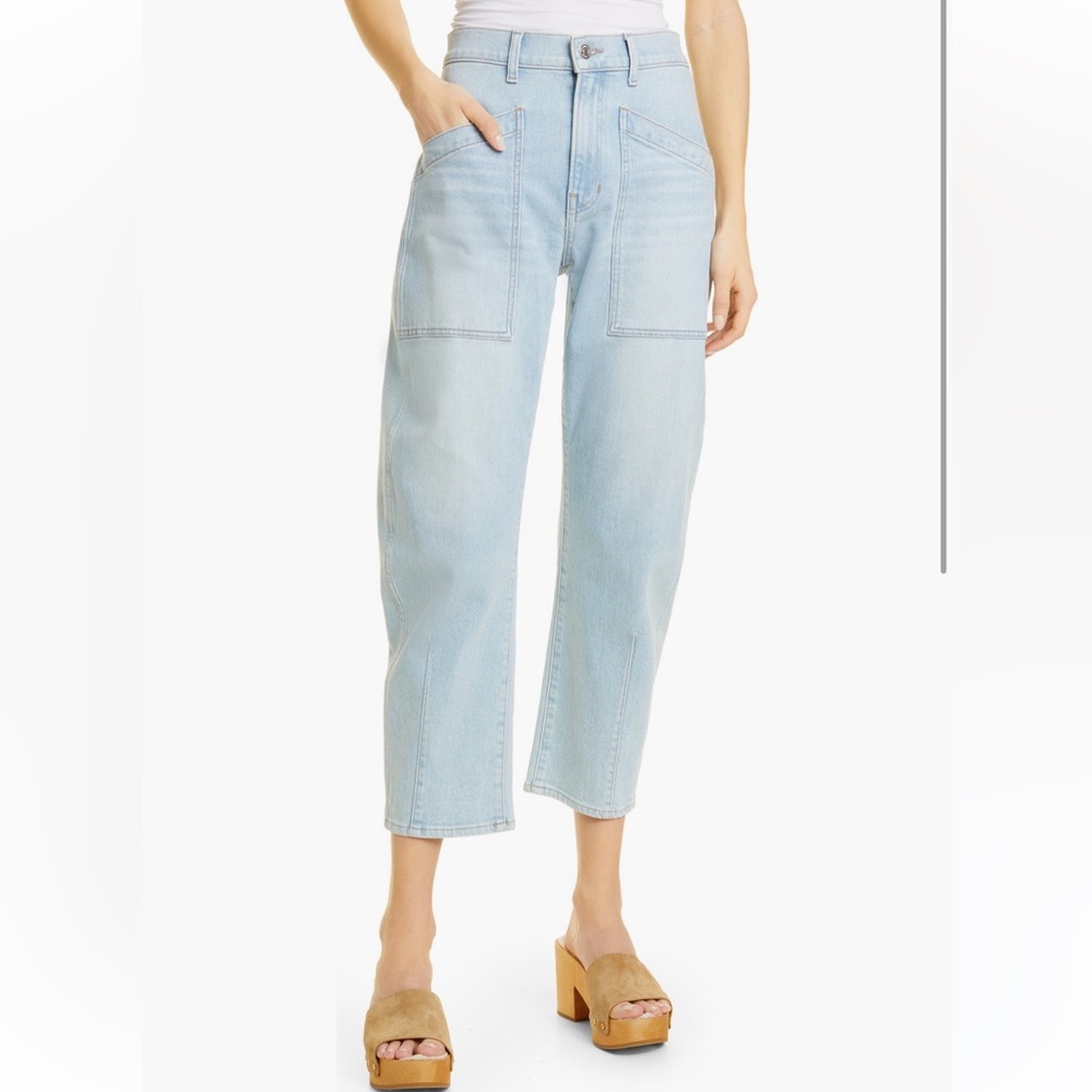 Veronica Beard Blue Cropped Ankle Jeans with Straight Leg